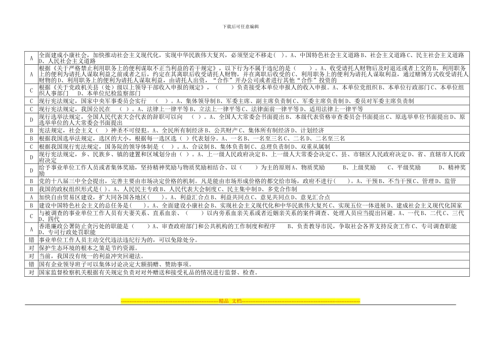 2024滨州市人力资源与社会保障局继续教育考试题全面深化改革-弘扬宪法精神-从严治党答案_第3页