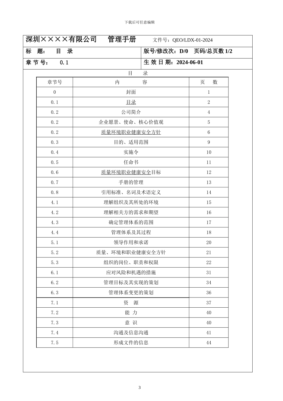 2024版质量环境安全三合一管理手册-通用版_第3页