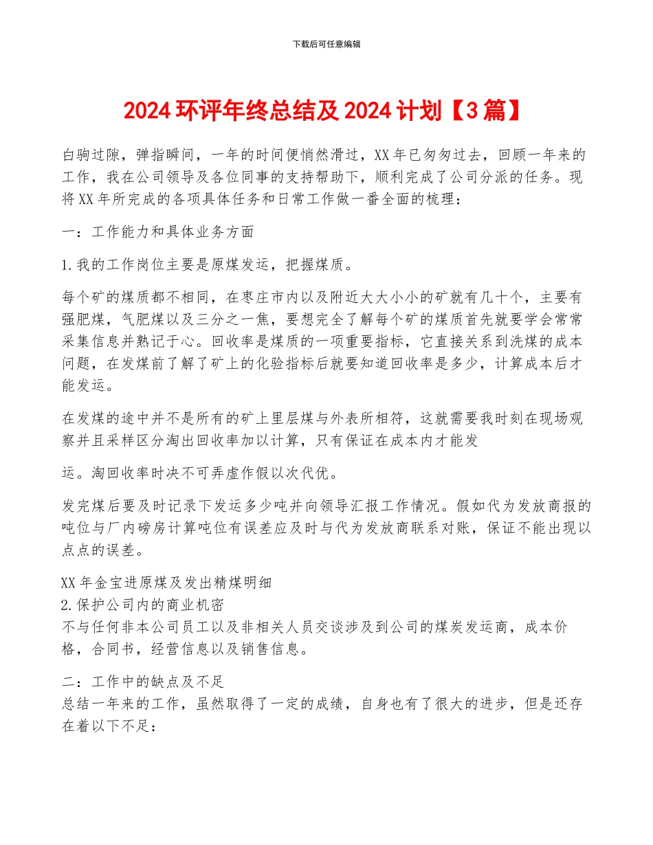 2024环评年终总结及2024计划_第1页