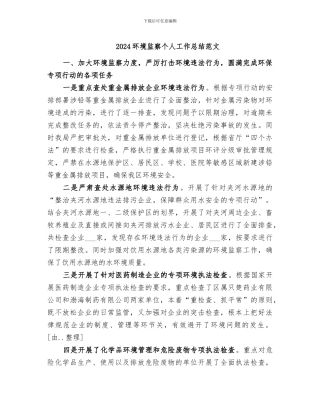 2024环境监察个人工作总结范文