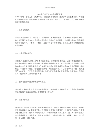 2024电厂员工年末小结-最新范文