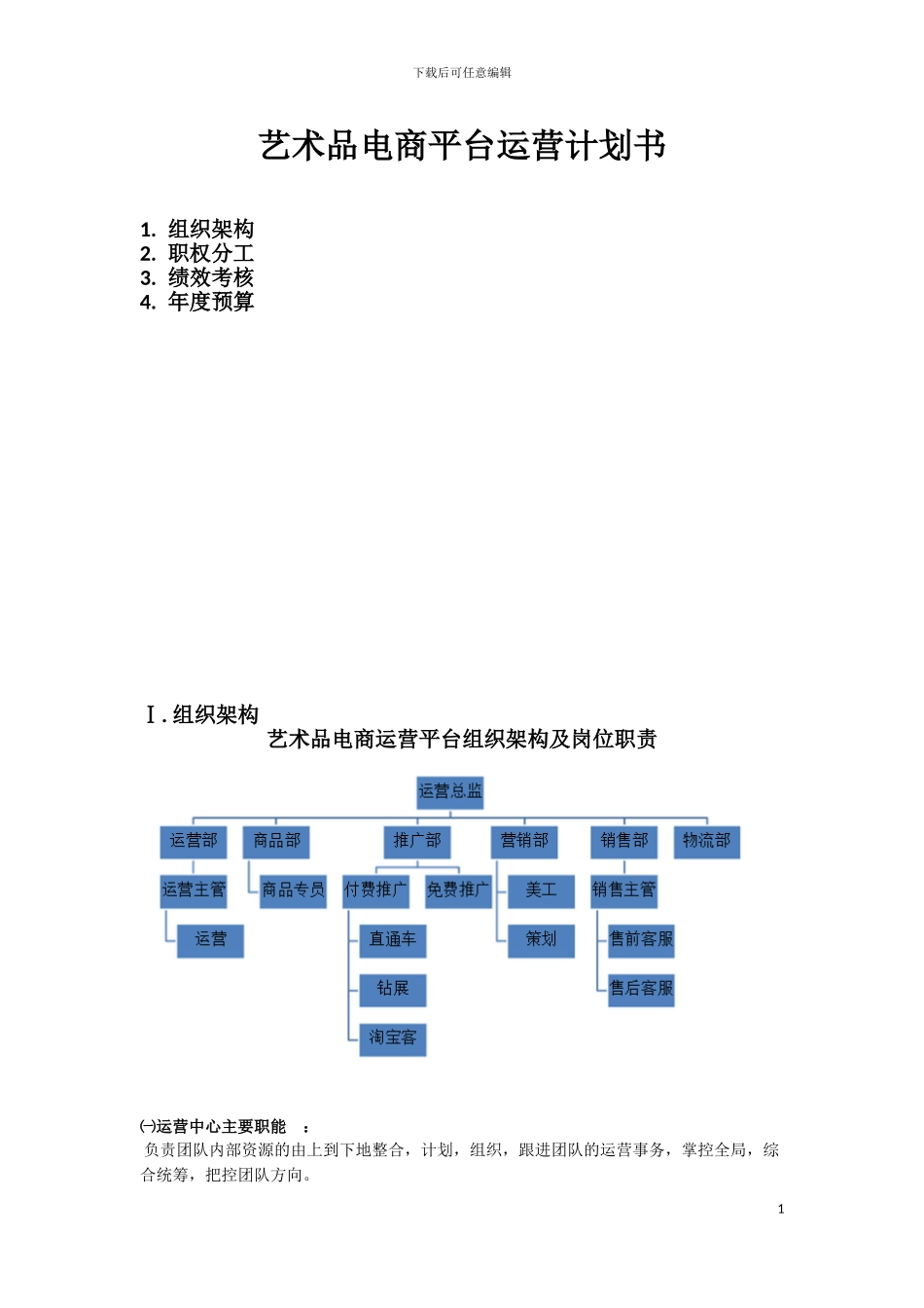 2024电商平台运营计划书_第1页