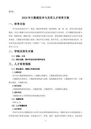 2024级大数据技术与应用专业人才培养方案