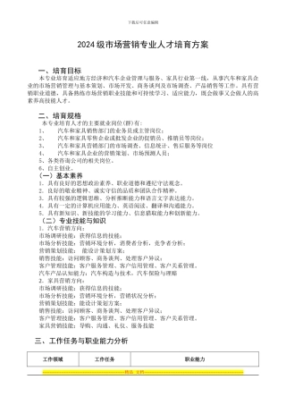 2024级市场营销专业人才培养方案