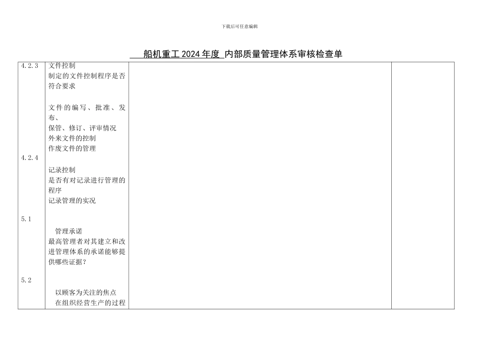 2024船机重工内部质量审核检查表_第2页