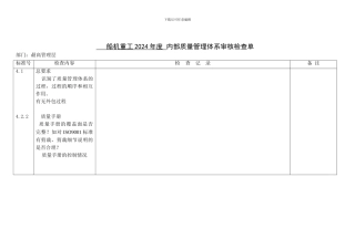 2024船机重工内部质量审核检查表