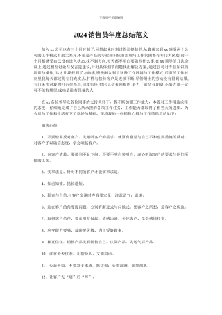 2024销售员年度总结范文