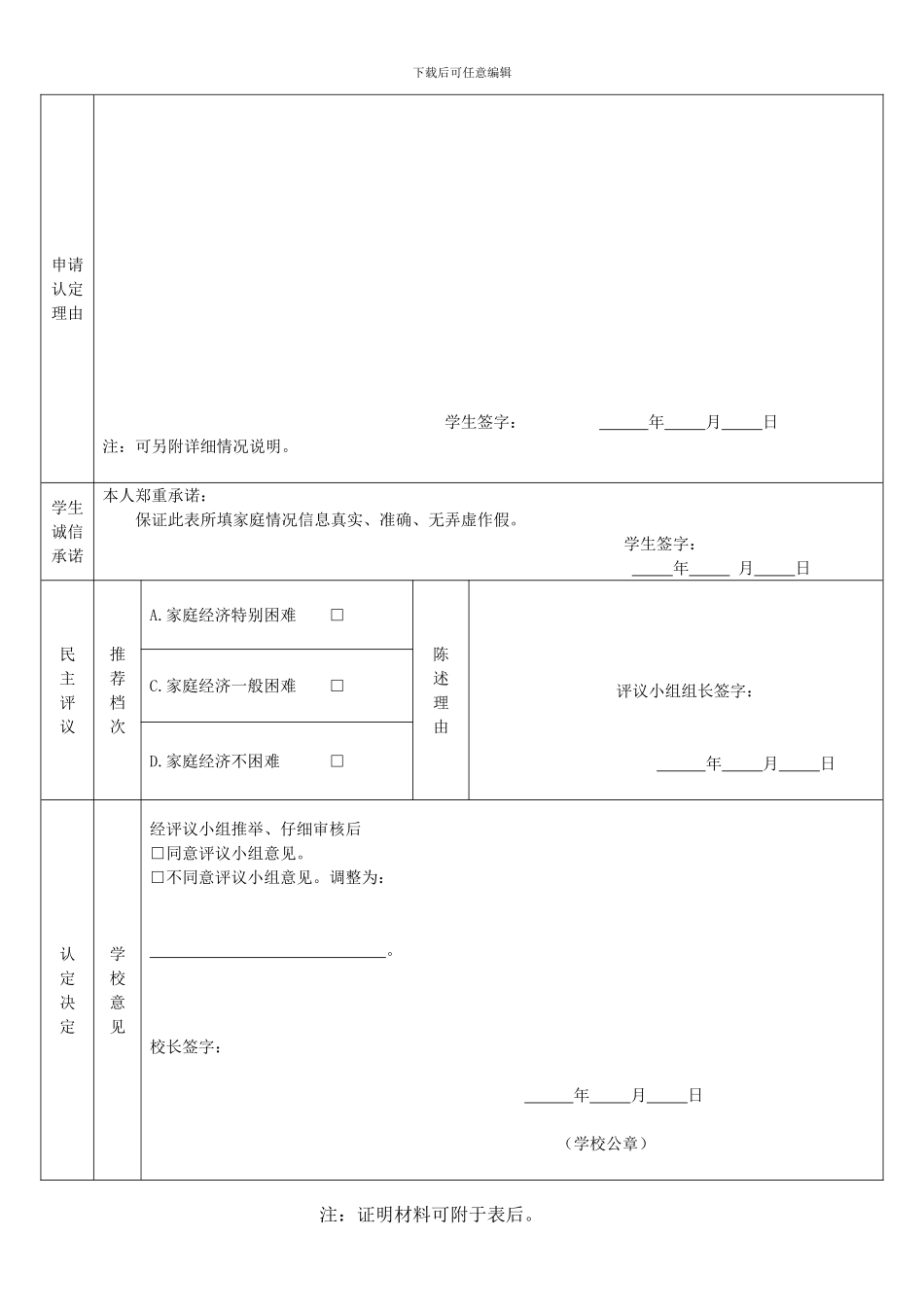 2024陕西省学生家庭情况调查评议表_第2页
