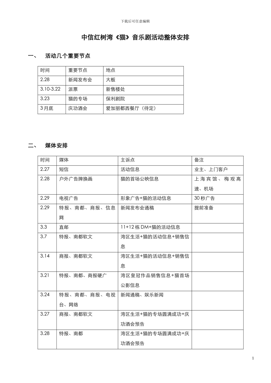 2080217-深圳-中信红树湾-方案-中信红树湾《猫》音乐剧活动整体安排_第1页