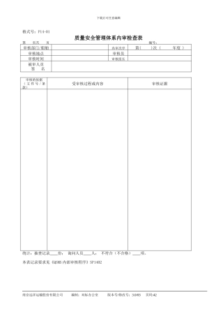 28质量安全管理体系内审检查表