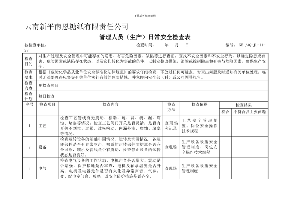 3)管理人员日常安全检查表_第1页