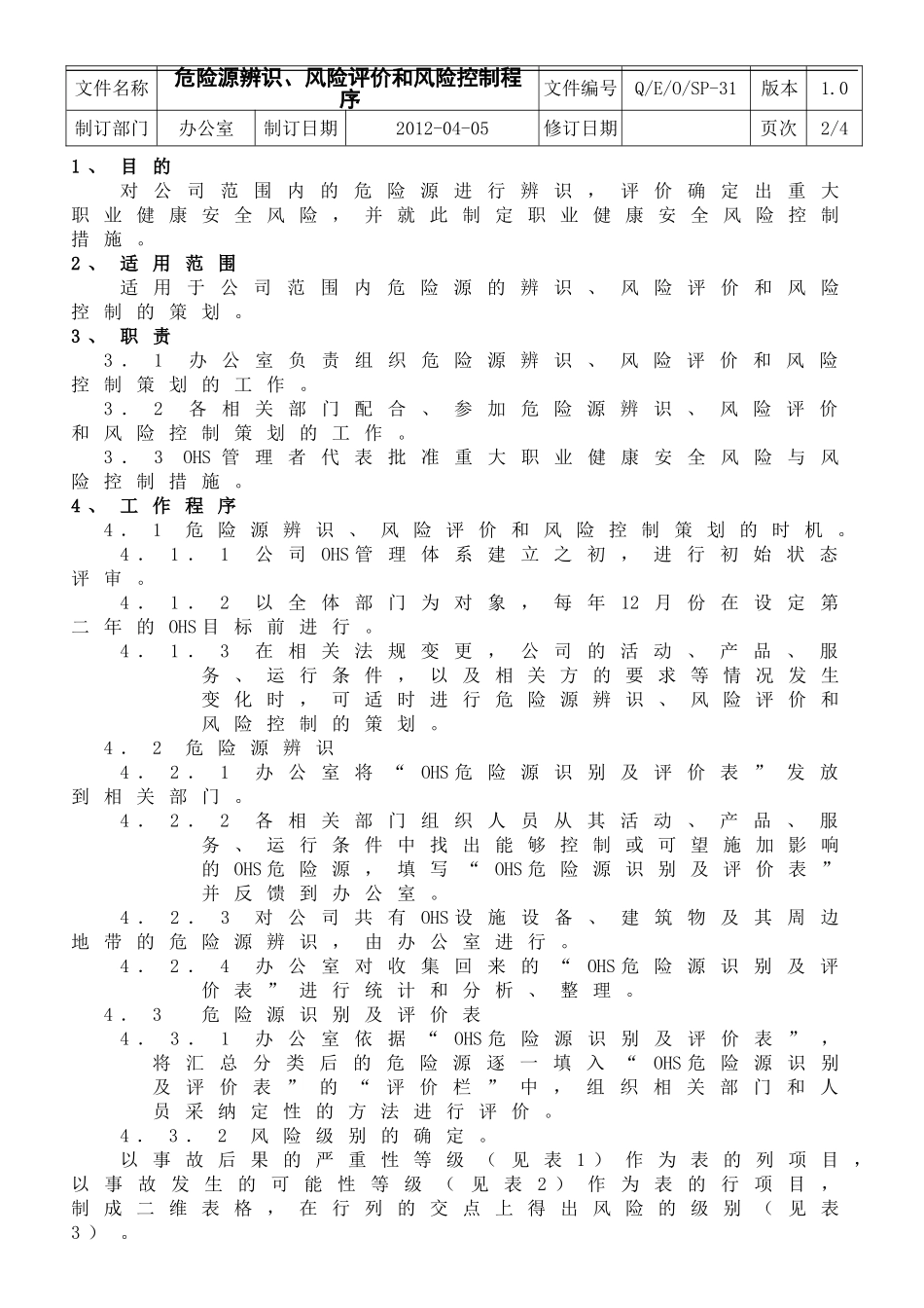 31危险源辨识、风险评价和风险控制程序_第2页