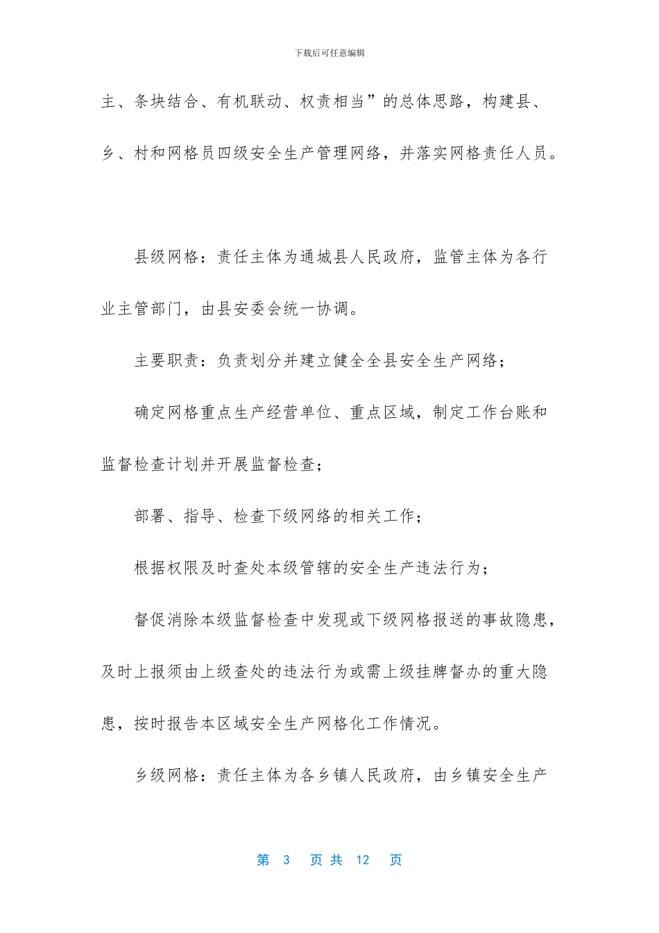 3406+-2024年安全生产网格化管理工作的实施方案意见_第3页