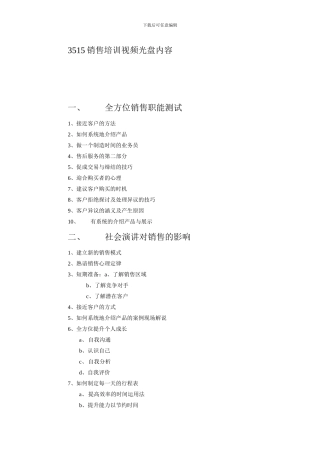 3515销售培训视频光盘内容