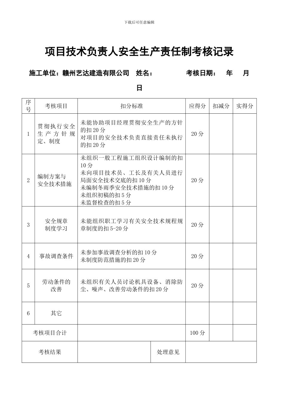 3安全生产责任制考核记录_第2页