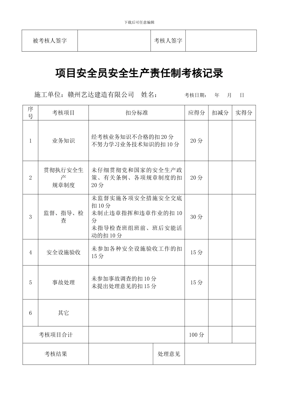 3安全生产责任制考核记录_第3页