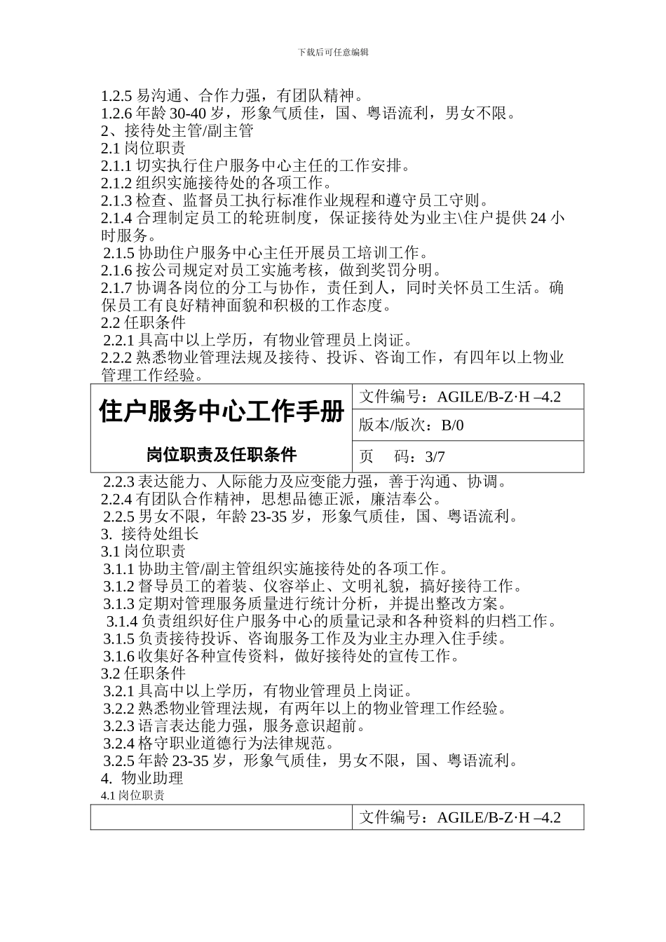 4.2住户服务中心岗位职责及任职条件_第3页