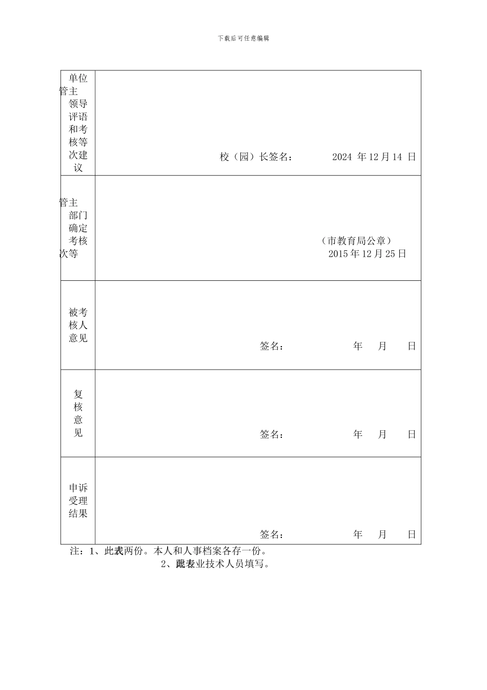4.专业技术人员年度考核表_第2页