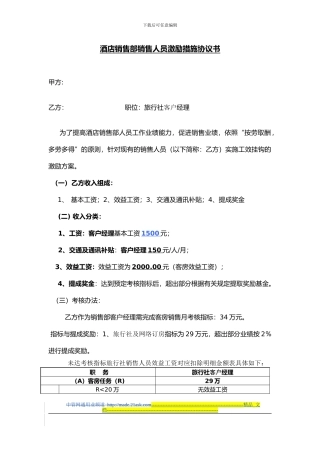 416459--酒店销售部销售人员激励措施协议书---ccdove