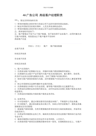 4A广告公司-高级客户经理职责