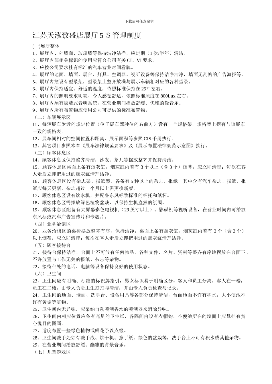 4S店展厅管理制度_第1页