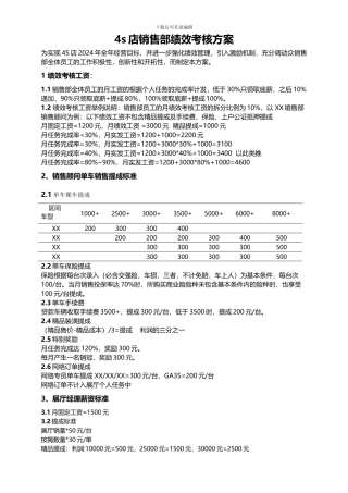 4s店销售部绩效考核方案