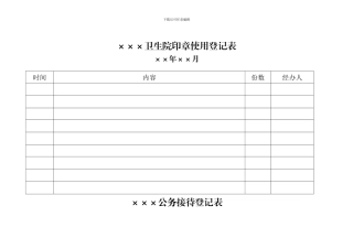 4、印章使用、派车、安全排查、考勤、行政值班、公务接待登记本