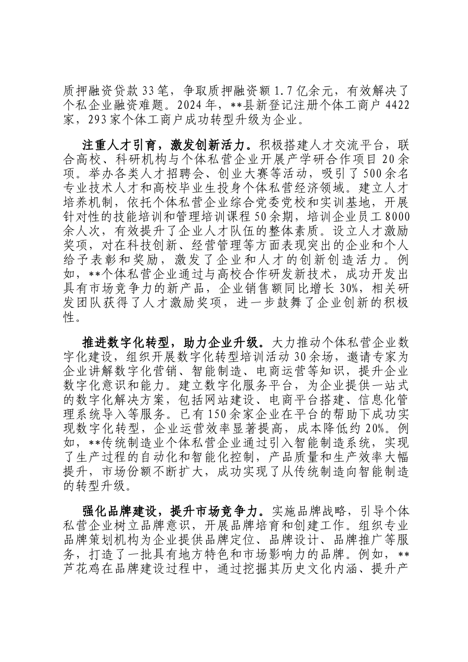 在2024年全市个体私营经济高质量发展推进会上的汇报发言_第3页