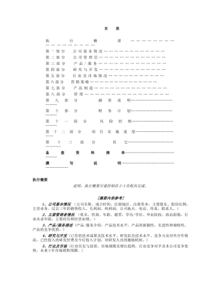 《商业计划书》规范化格式(中文版)