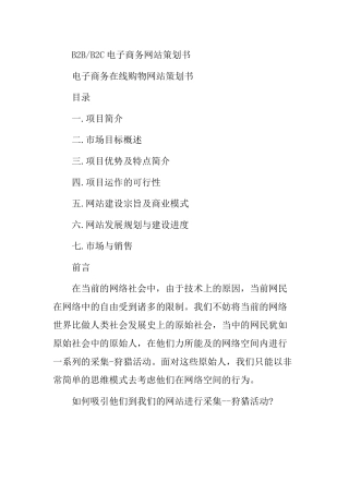 B2B、B2C电子商务网站策划书