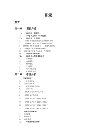 GSM手机上网项目商业计划书1