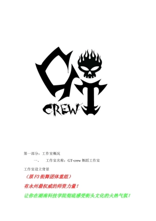 GT-crew舞蹈工作室创业计划书