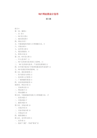 WAP网站商业计划书