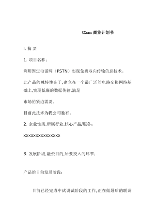 XXsms商业计划书