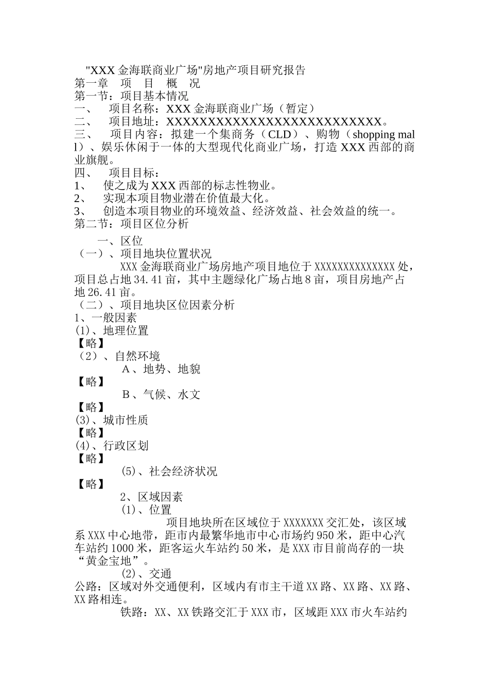 XXX金海联商业广场可行性报告_第1页