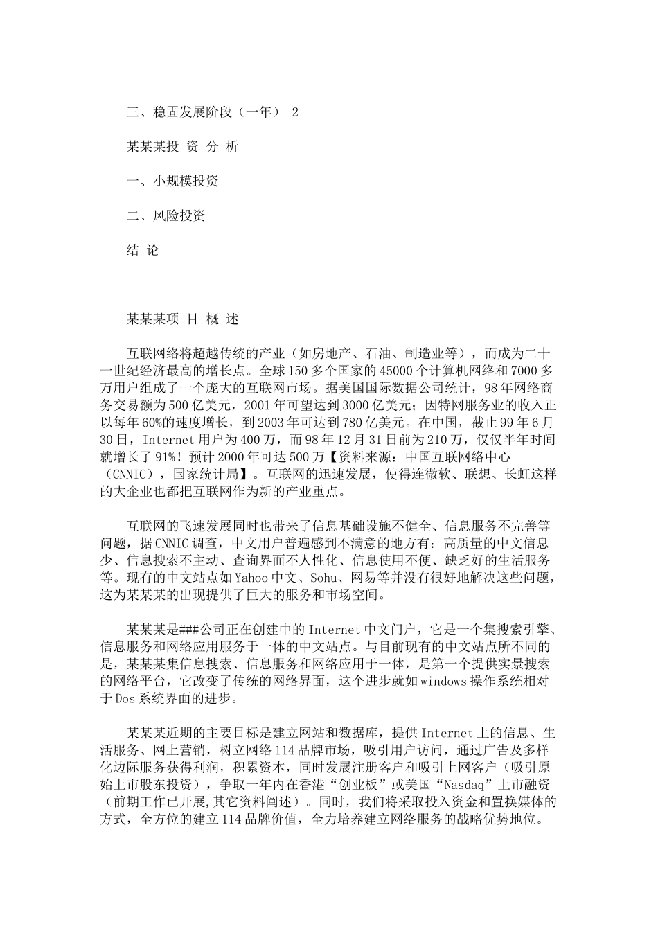 某某某网站商业计划书_第2页