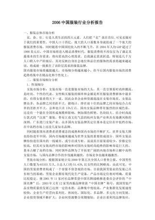 中国服装行业分析报告