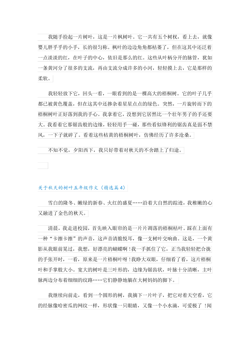 关于秋天的树叶五年级作文_第3页