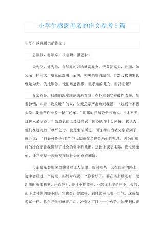 小学生感恩母亲的作文参考5篇