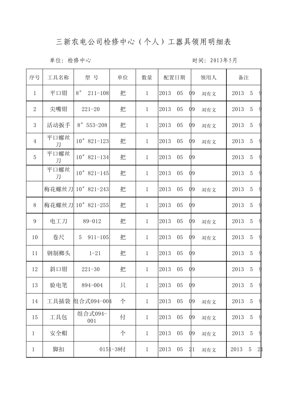工器具领用明细表_第1页