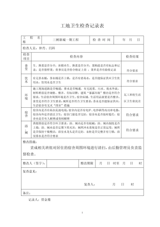工地卫生检查记录表