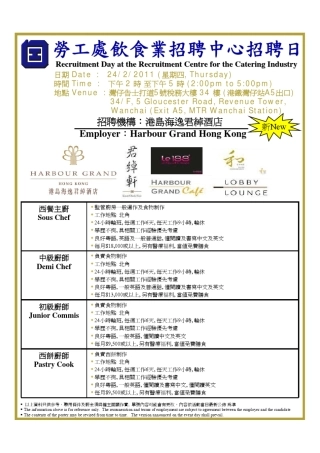 工处饮食业招聘中心招聘日