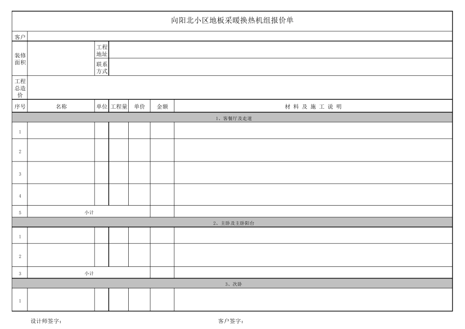 工程报价表范本_第1页