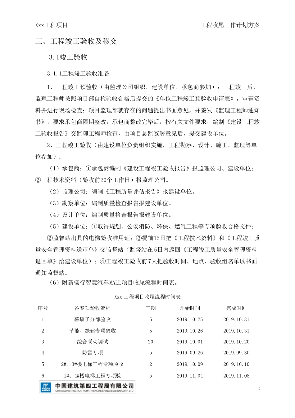 工程收尾工作计划方案_第3页