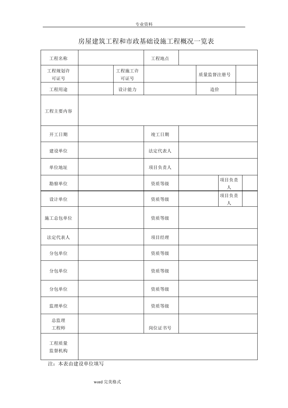 工程竣工验收报告表格模板_第2页