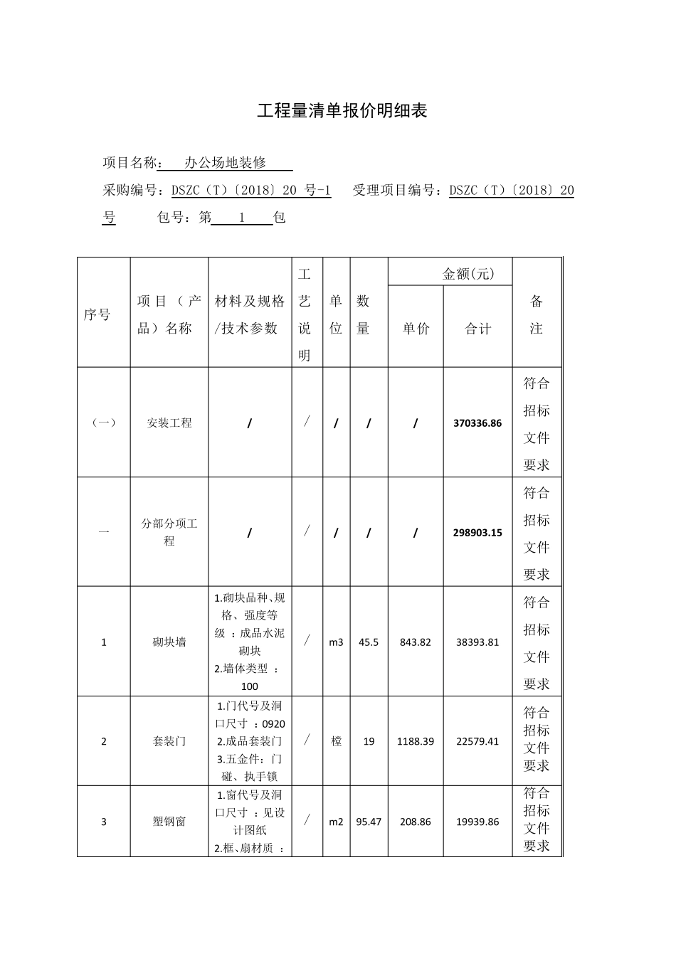 工程量清单报价明细表_第1页