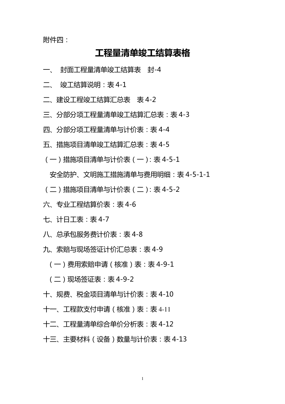 工程量清单竣工结算表格_第1页