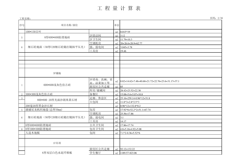 工程量计算表格_第2页