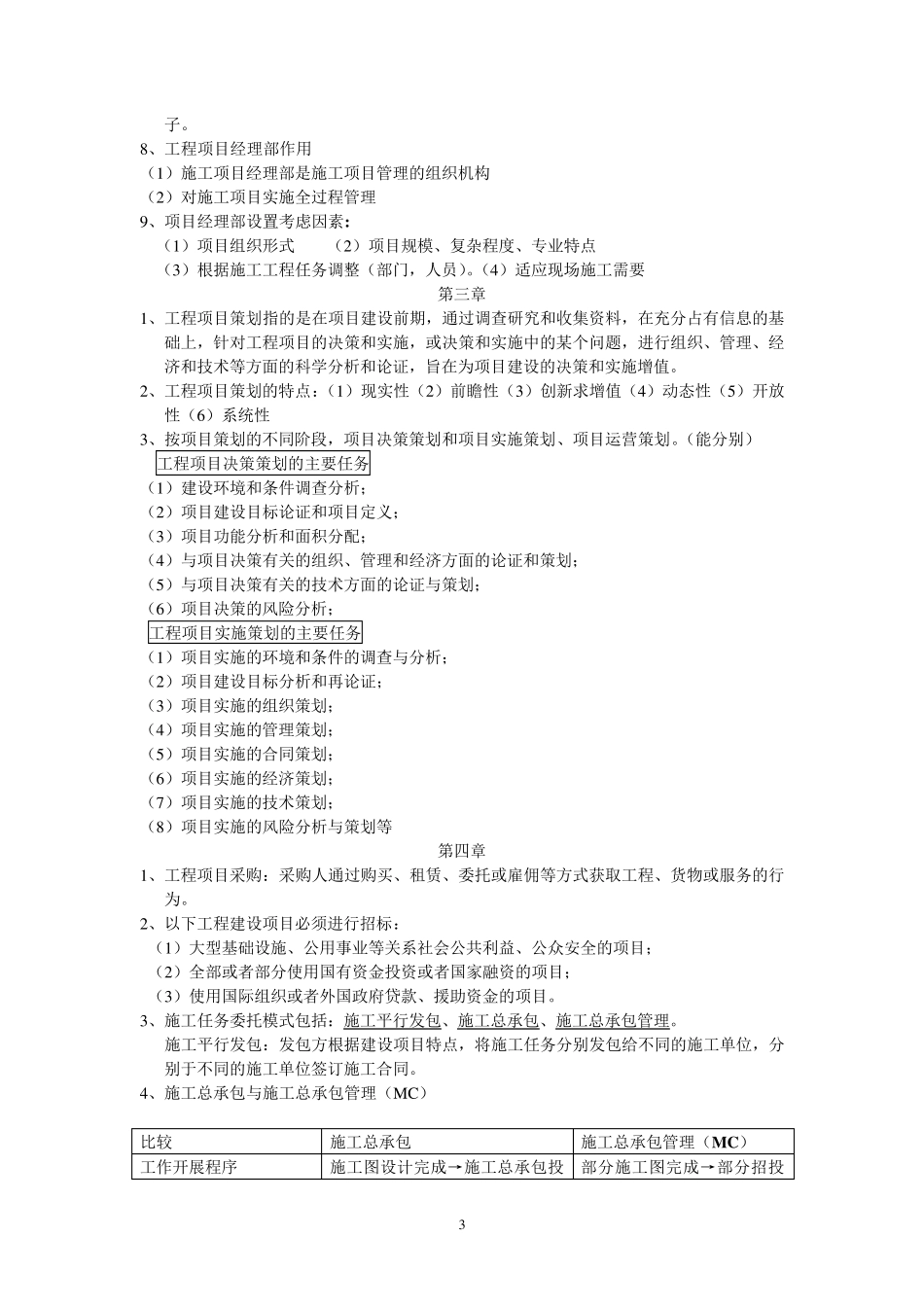 工程项目管理知识点+简答必考题_第3页