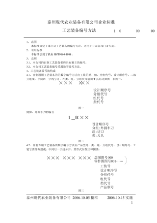 工艺装备编号方法内容